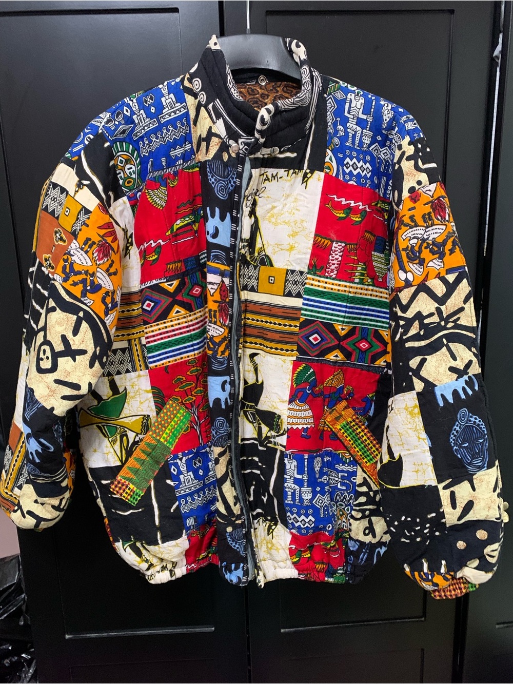Handmade Patchwork Bomber Jacket African theme Statement